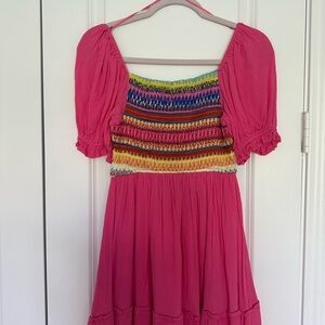 Vici Pink Smocked Casual Dress